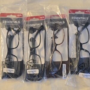 4 ESSENTIALS Reading Glasses Pack - Black and Tortoiseshell (+2.75) Unisex New